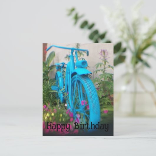 アーティスティックな写真撮影 自転車 お誕生日おめでとう ポストカード (スタンド正面)