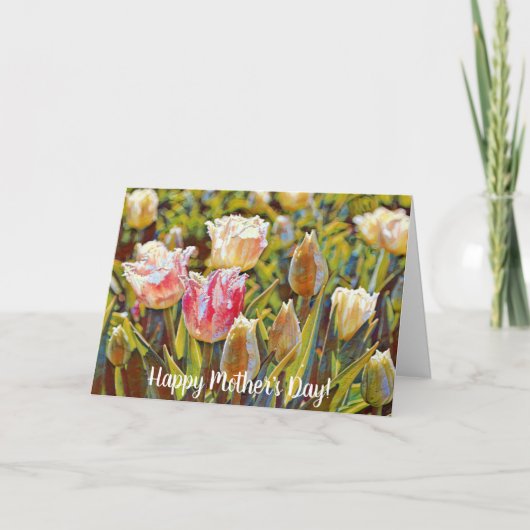 アーティスティックな印象派のチューリップの母の日カード カード (正面)