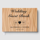 アーティスティックな木目調の結婚式メモリーアルバム ゲストブック (正面)