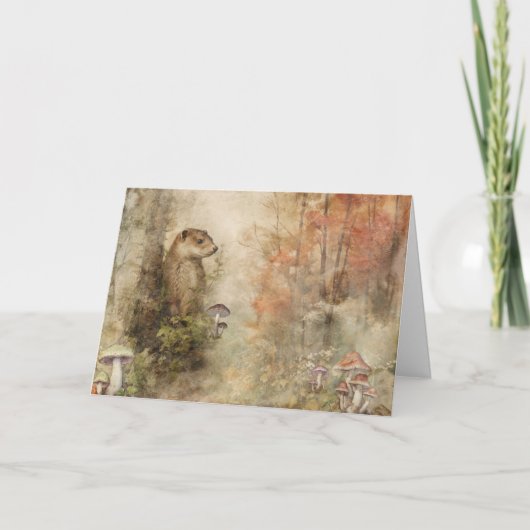 アーティスティックな森林の動物たちの野生のオテルの挨拶カード カード (正面)