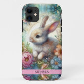 アーティスティックな水彩ウサギと花の幻想 Case-Mate iPhoneケース (裏面)