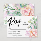 アーティスティックな水彩花のタイポグラフィーを使ったRSVP 出欠カード (正面/裏面)