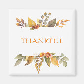 アーティスティックな秋の落ち葉 感謝 オレンジ マグネット (正面)