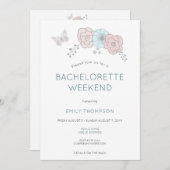 アーティスティックな花と蝶のバチェロレッテパーティーウィークエンド 招待状 (正面/裏面)