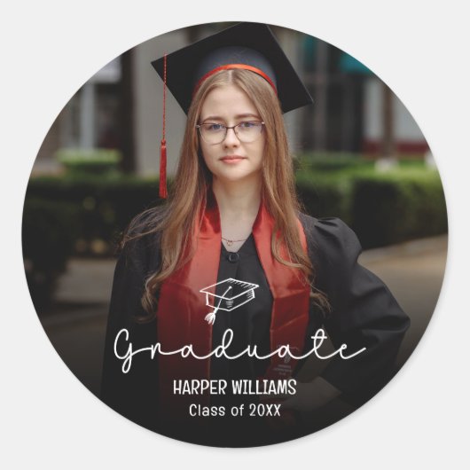 アーティスティックな落書き 卒業ステッカー 封筒シール ラウンドシール (正面)