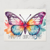 アーティスティックな蝶のイラストの誕生日カード ポストカード (正面)