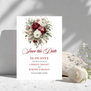 アーティスティックな血色のワインレッドのグリーン Save The Date セーブザデート