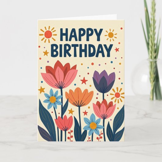 アーティスティックな誕生日の花 カード (正面)