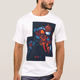 🔥 アーティスティックな赤いドクロ - 炎のデザイン 🔥 Tシャツ