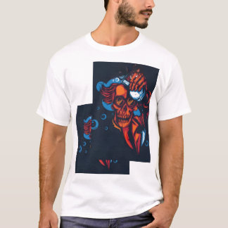🔥 アーティスティックな赤いドクロ - 炎のデザイン 🔥 Tシャツ