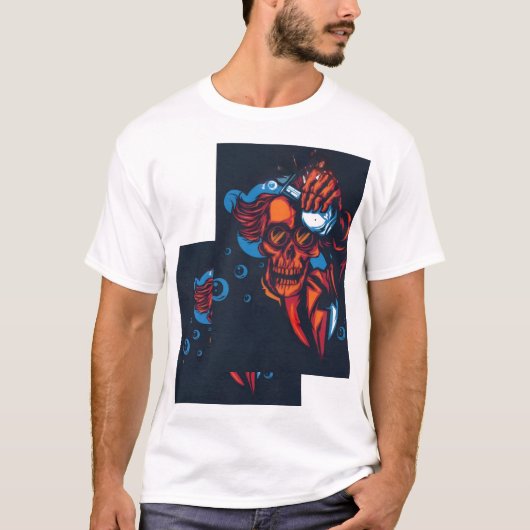 🔥 アーティスティックな赤いドクロ - 炎のデザイン 🔥 Tシャツ (正面)