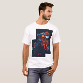 🔥 アーティスティックな赤いドクロ - 炎のデザイン 🔥 Tシャツ (正面フル)