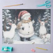 アーティスティックな雪だるまの森のイラスト クリスマス 薄葉紙 (クラフト)