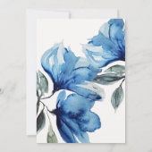 アーティスティックインディゴブルーの花の水彩画 招待状 (裏面)