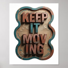 アーティスティックオレンジKEEP IT MOVING引用デザイン ポスター