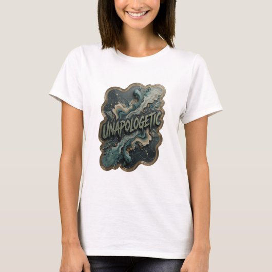 アーティスティックシルバー UNAPOLOGETIC Tシャツ デザイン (正面)