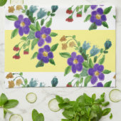 アーティスティックパープルパターン（の模様が）あるフローラ キッチンタオル (折り畳み)