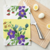 アーティスティックパープルパターン（の模様が）あるフローラ キッチンタオル (四つ折り)