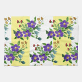 アーティスティックパープルパターン（の模様が）あるフローラ キッチンタオル (横)