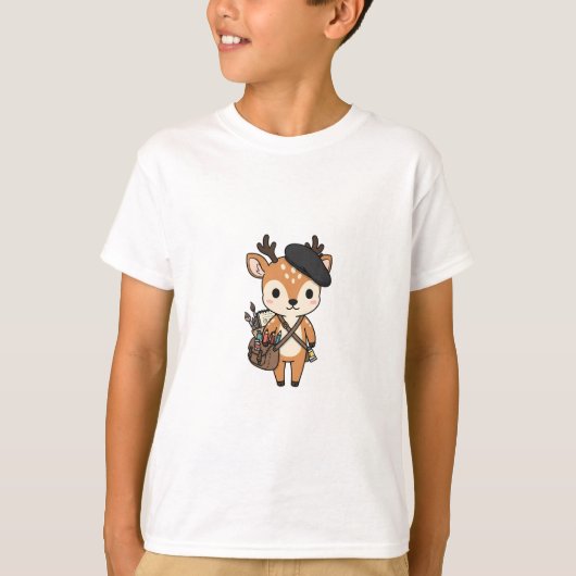 アーティスティックペインター子鹿キッズ Tシャツ (正面)