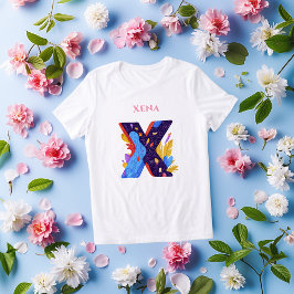 アーティスティックモノグラム - Xの文字 太字とカラフル トライブレンドTシャツ
