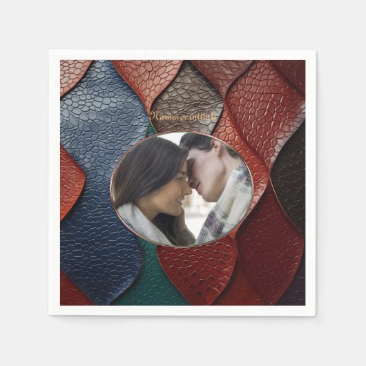 アーティスティックレザーテクスチャアート デザイン スタンダードカクテルナプキン (正面)