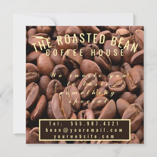 アーティスティックローストコーヒー豆の名刺 招待状 (正面)