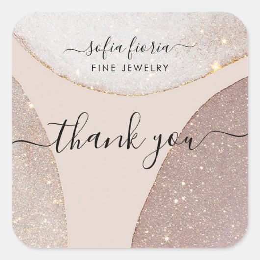 アーティスティック輝くジュエリーありがとうステッカー スクエアシール (正面)