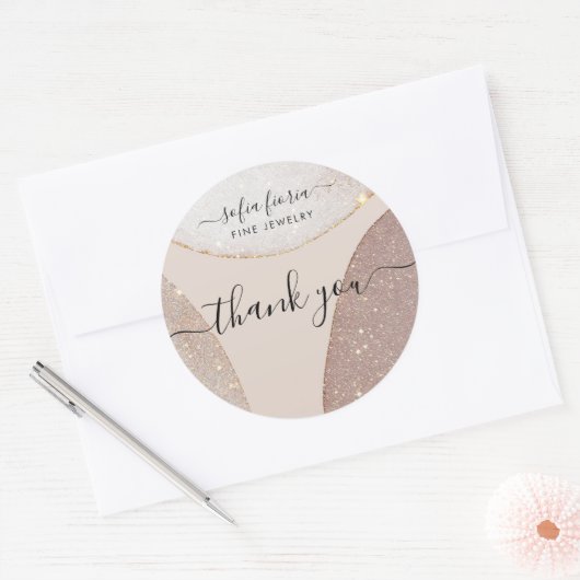 アーティスティック輝くジュエリーありがとうステッカー ラウンドシール (封筒)