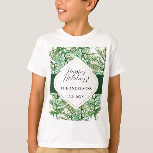 アーティスティック グリーン 水彩 森 Tシャツ (正面)