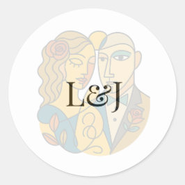 アーティスティック シルエット デスティネーション ウェディング モダン アート ラウンドシール