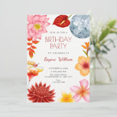 アーティスティック フラワー ボタニカル パーティー 誕生日 招待状 (スタンド正面)