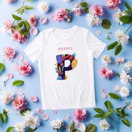 アーティスティック・モノグラム - 太字で鮮やかなPの文字のギフト トライブレンドTシャツ