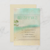 アーティスティック レトロ ヴィンテージ ビーチ ウェディング RSVP (正面/裏面)