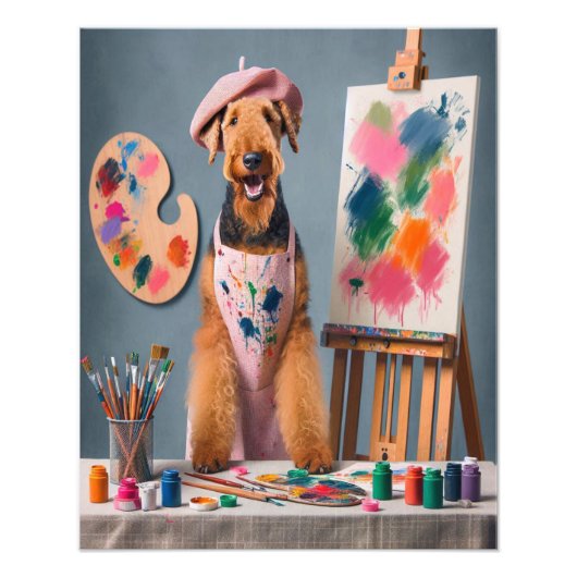 アーティストお洒落として活動するAiredale Terrier フォトプリント (正面)