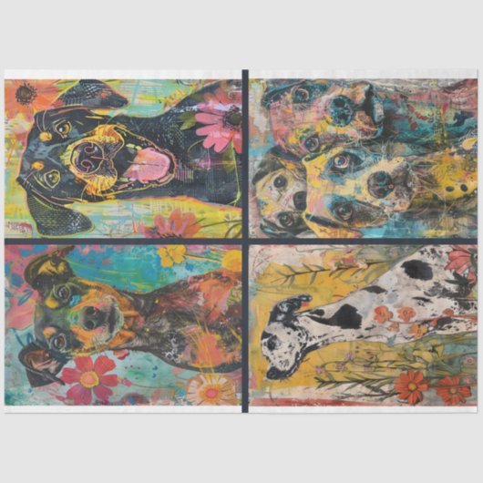 アーティストのために犬をテーマにしたジャンクジャーナルの背景1 薄葉紙 (正面)