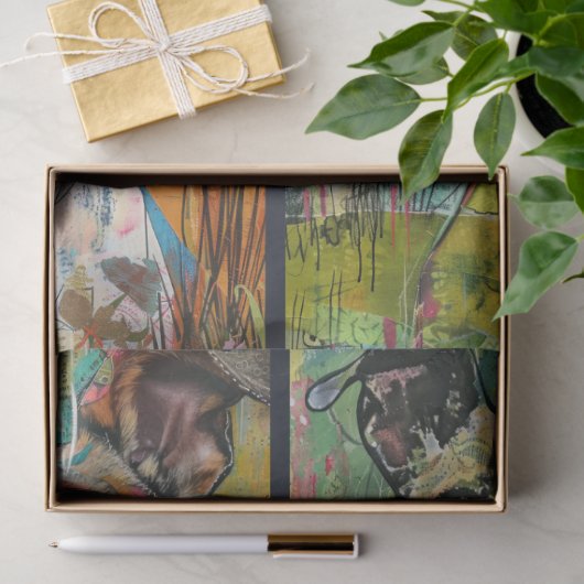 アーティストのために犬をテーマにしたジャンクジャーナルの背景3 薄葉紙 (ギフト)