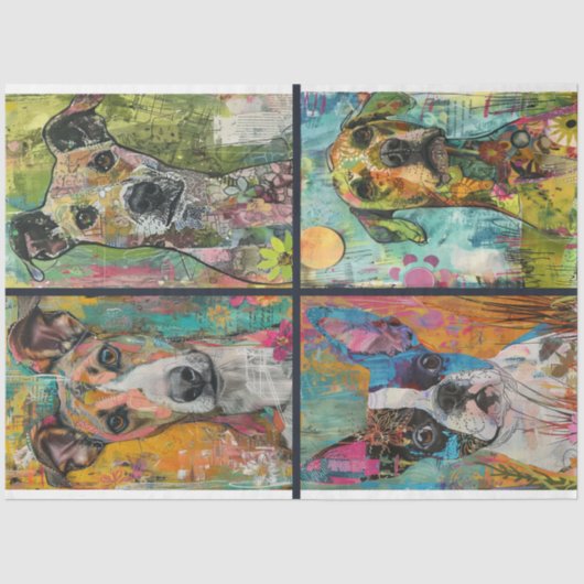 アーティストのために犬をテーマにしたジャンクジャーナルの背景3 薄葉紙 (正面)