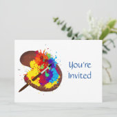 アーティストのためのペイントをテーマにした誕生日 招待状 (スタンド正面)