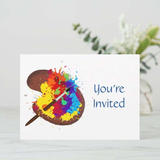 アーティストのためのペイントをテーマにした誕生日 招待状 (スタンド正面)