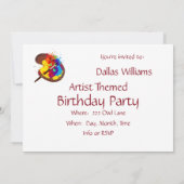 アーティストのためのペイントをテーマにした誕生日 招待状 (裏面)