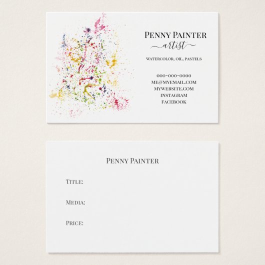 アーティストのビジネスとタイトルカード (正面&裏面)