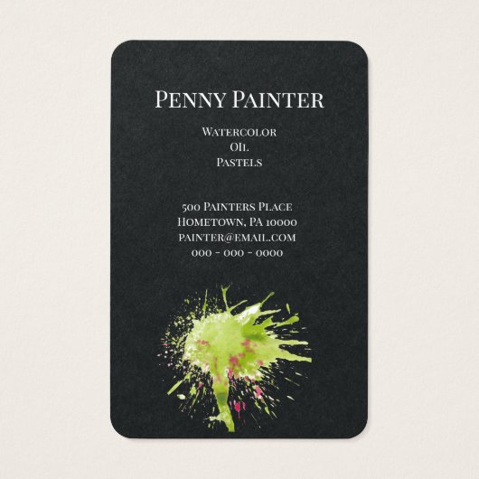 アーティストのビジネス連絡とプロファイルカード (裏面)