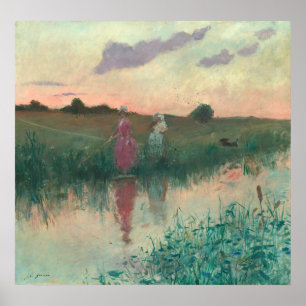 アーティストの妻魚釣り- Jean-Louis Forainファインアート ポスター