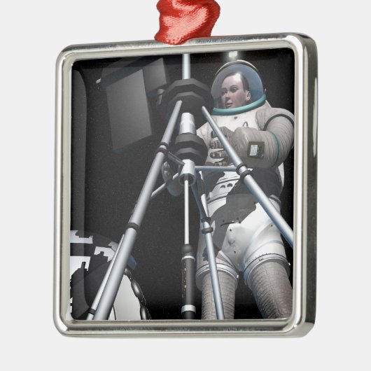 アーティストの未来の宇宙探索の概念 メタルオーナメント (左)