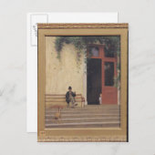 アーティストの父親と息子が戸口に立つ ポストカード (正面/裏面)