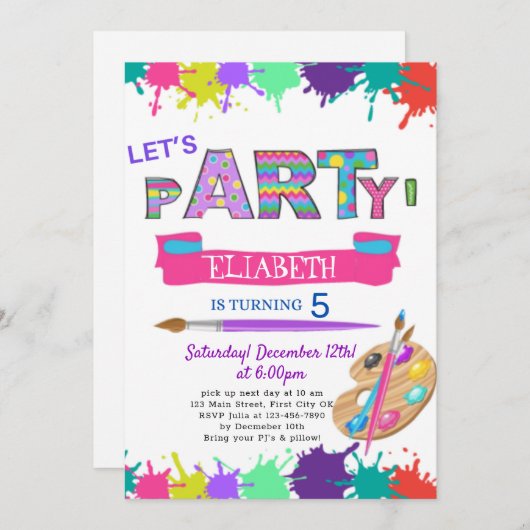 アーティストの異なるスタイルの誕生日招待状カード (正面/裏面)