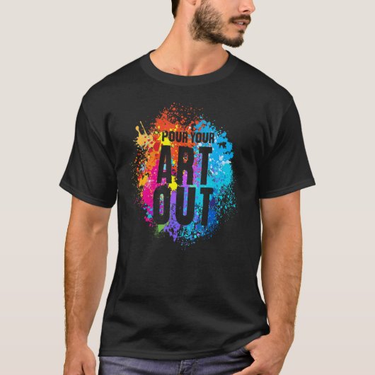 アーティストの絵を描画家の絵を描男性を注ぐ Tシャツ (正面)