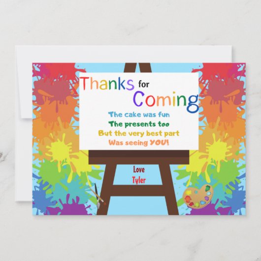 アーティストの誕生日パーティーお礼カード サンキューカード (正面)