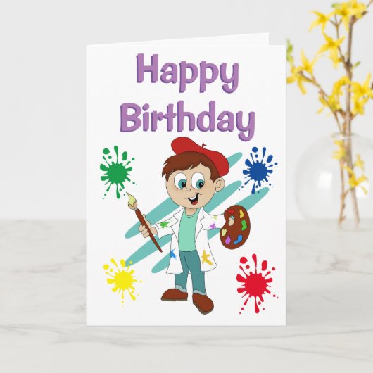 アーティストの誕生日 カード (黄色い花)